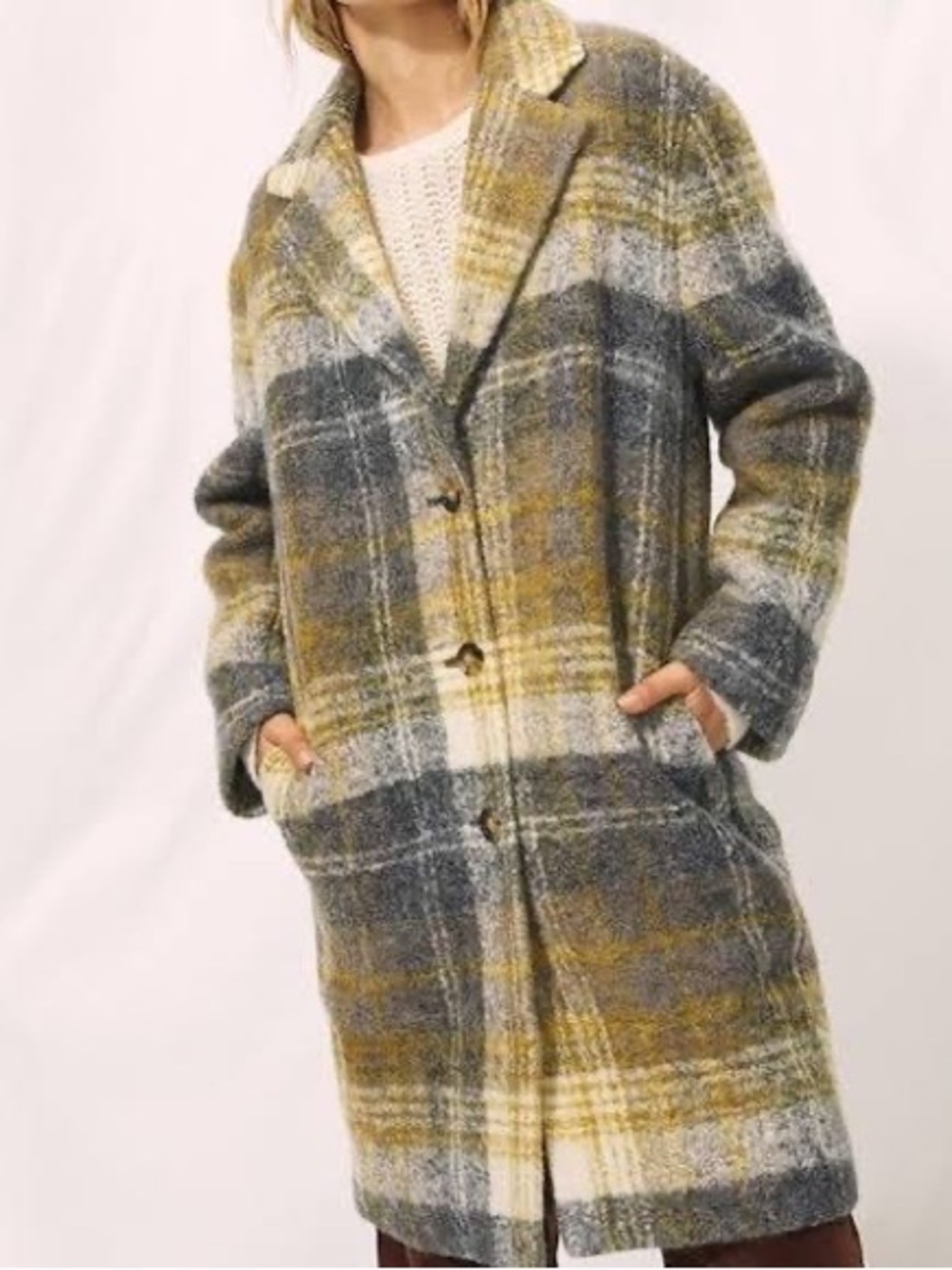 Aritzia Wilfred Julien Italian Alpaca Wool Coat Tartan Size S EUC Gorgeous
